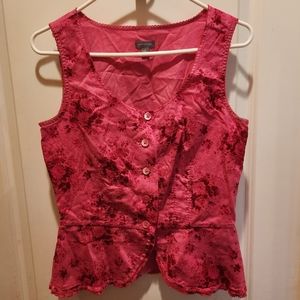 Ann Taylor Pink Button Down Sleeveless Top
